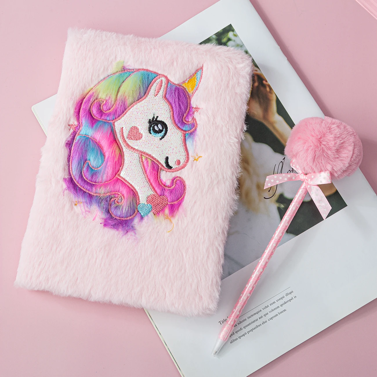 2021 New Products Custom Cute unicorn Princess Notebooks for Children Plush Diary Notebook