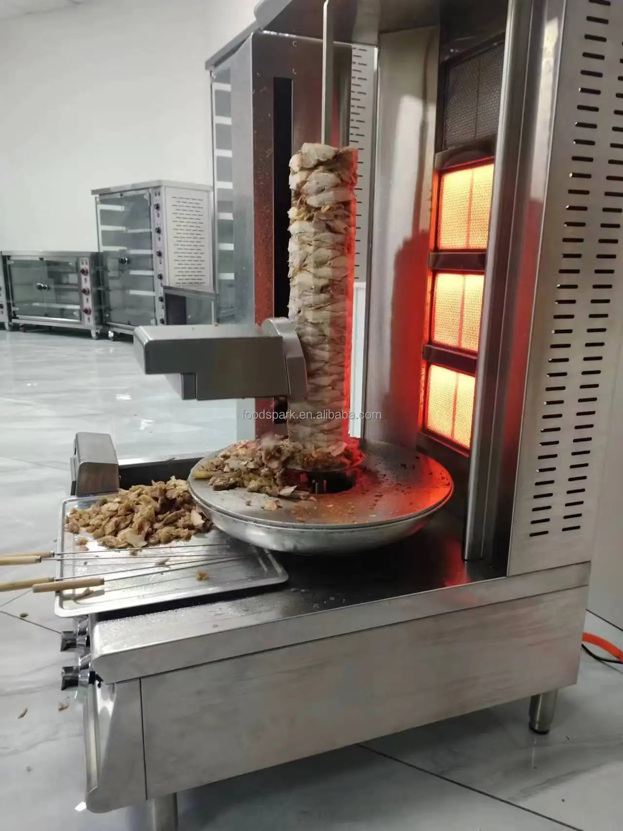 Fully Automatic 70kg Gas Doner Robot Automatic Cutting Shawarma Kebab Machine