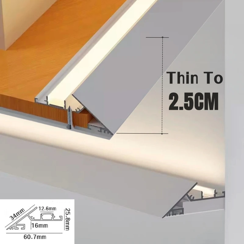 Ceiling Edge Top Corner LED Aluminum Profile Embedded Reflector Channels Drywall Backlight Living Room Decor Linear Strip Lights