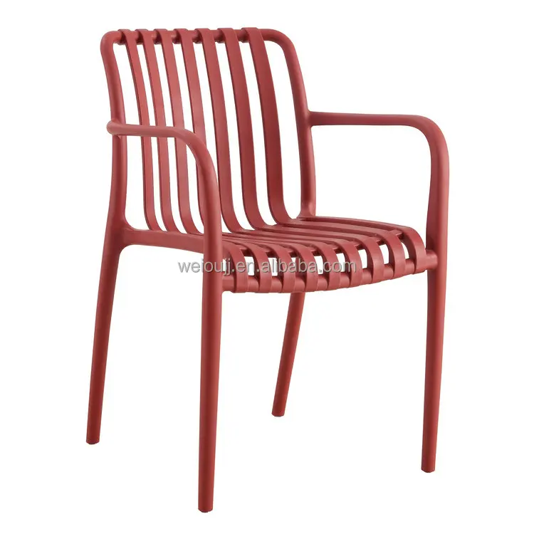 Outdoor Furniture Stackable Colorful Arm Chair Plastic Cafe Chairs With