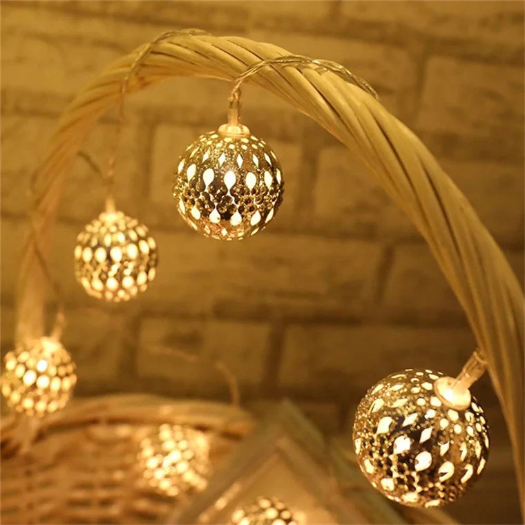 Christmas Tree Decoration Globe String Light Metal Ball Led Fairy Light Decorative Lamp for Bedroom Garden Party Wedding