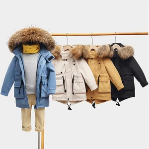 Baby Cute Thick Winter Hooded Zipper Coat Breathable Polyester V-neck Long Casual Clothes for Kids