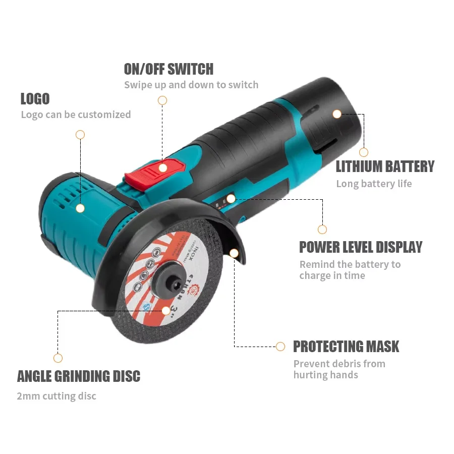 12v Mini 3 Inch Lithium-Ion Hand-held Cutting Polishing Machine Cross-Border Exclusive for Small Household Slide Battery