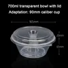 Bol transparent de 700 ml avec couvercle
