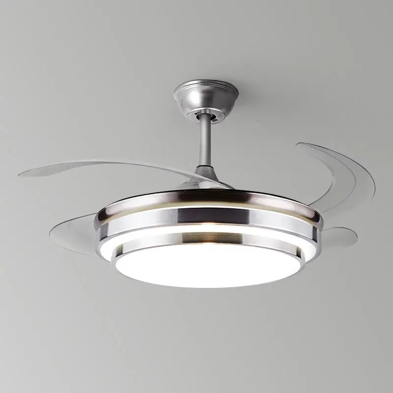 Modern 220V LED Ceiling Fan Light with Remote Control Invisible Design for Family Bedroom Dining Room Lighting