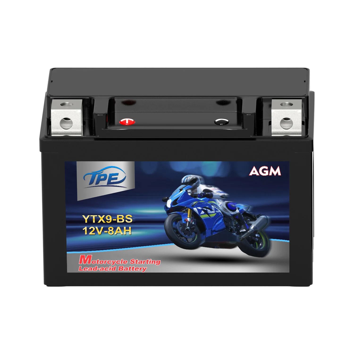 Batería de arranque YTX9-BS de 12 V, batería AGM + mantenedor para motocicletas, bicicletas eléctricas, scooters y vehículos de alto rendimiento.