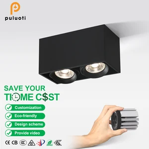 Customize Dali Zigbee Dimmable Ceiling Surface Fixed Spotlight 36W Cob 2-Head Black Led Lighting Warm White Adjustable AR80