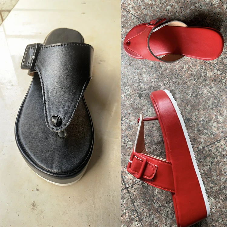 Cheap New Casual Low-top Flip-flops Slippers Fashion Heightening Ladies Slippers Women Leather High Thick Heel Lady Shoe