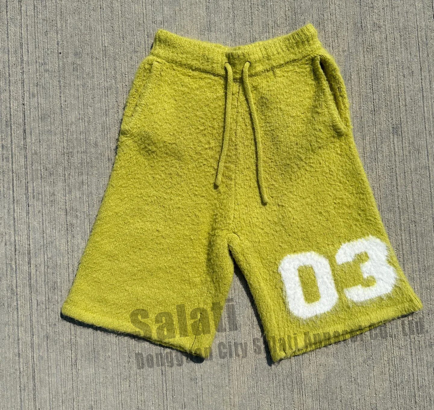 Custom Printed Logo Mohair Shorts Pants Drawstring Fuzzy Knit Streetwear Shorts for Men gallery 7