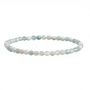 Landorilo 4mm Stretch Bracelet Aquamarine Beads-Yoga Friendship Bracelet for Women Men Includes Replacement Beads Made China