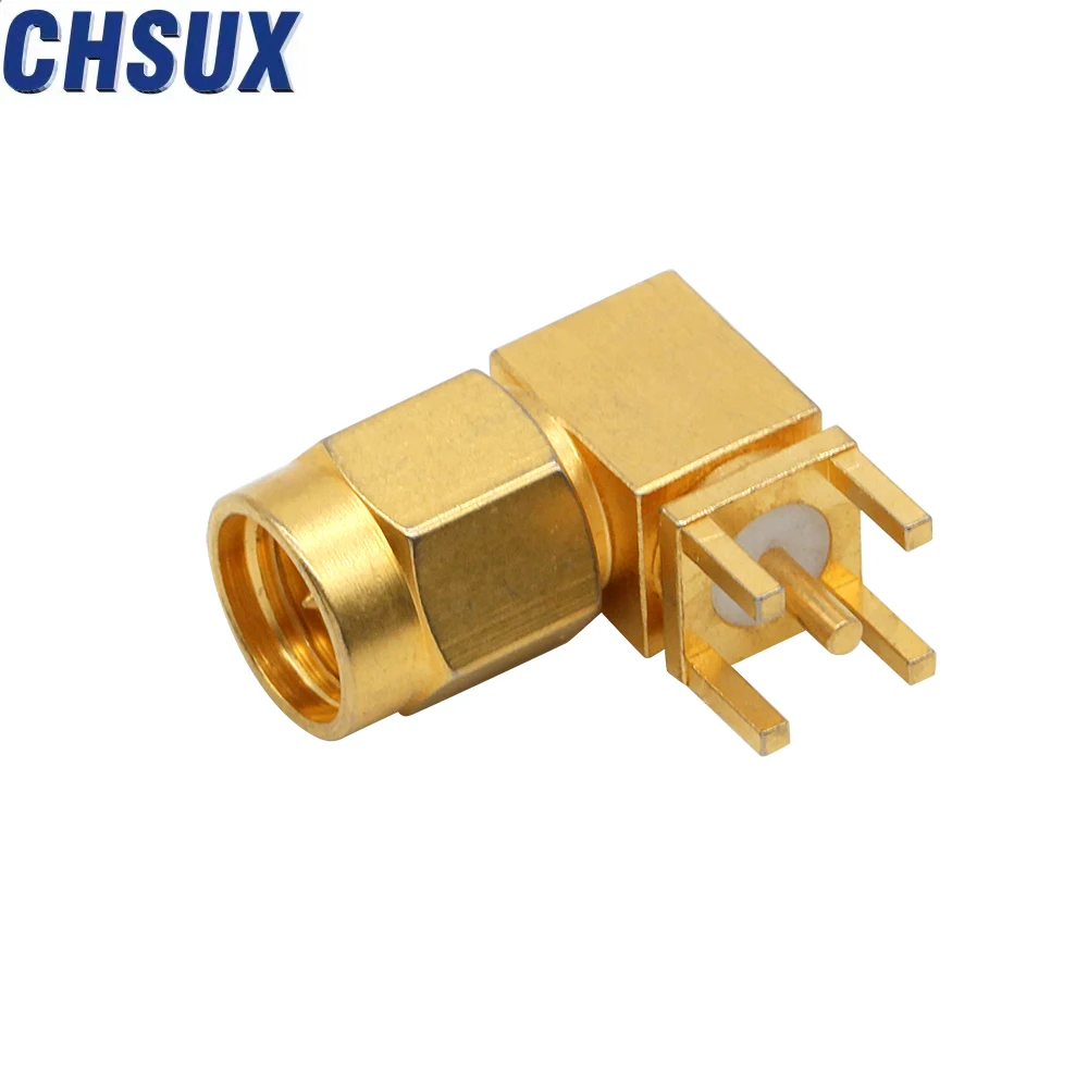 Brass Plated Right Angle Sma Male Edge Mount Rf Coaxial Connector Sma ...