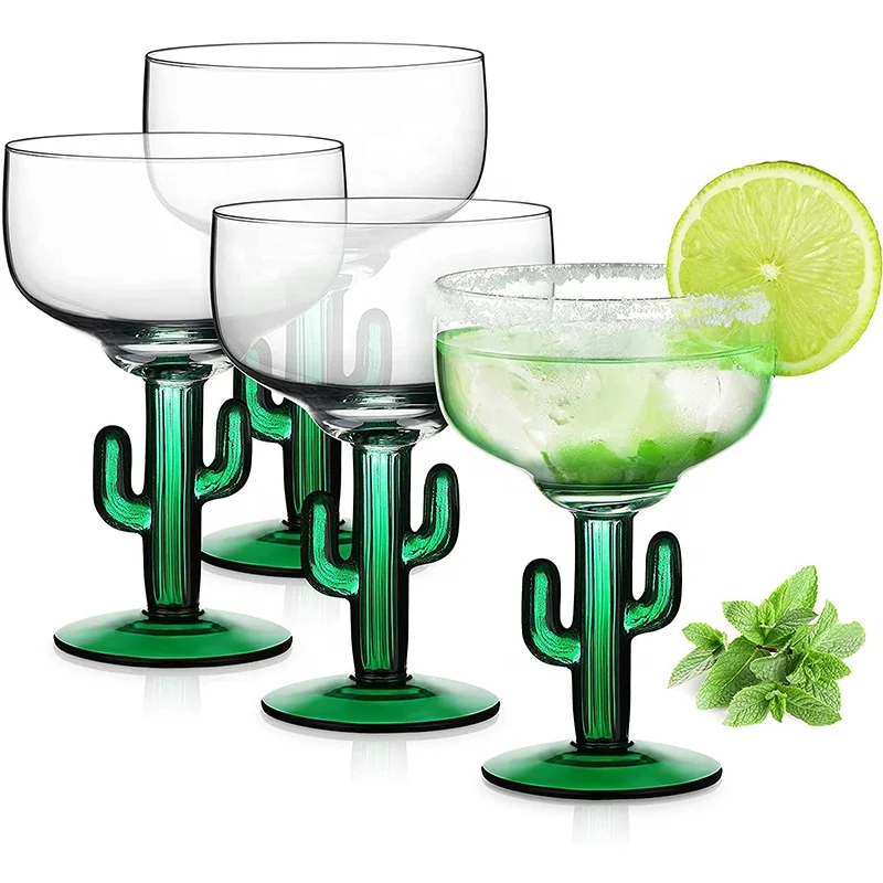 Hand Blown Cactus Margarita Glasses Saguaro Green Cocktail Glass For Margarita Buy Hand Blown