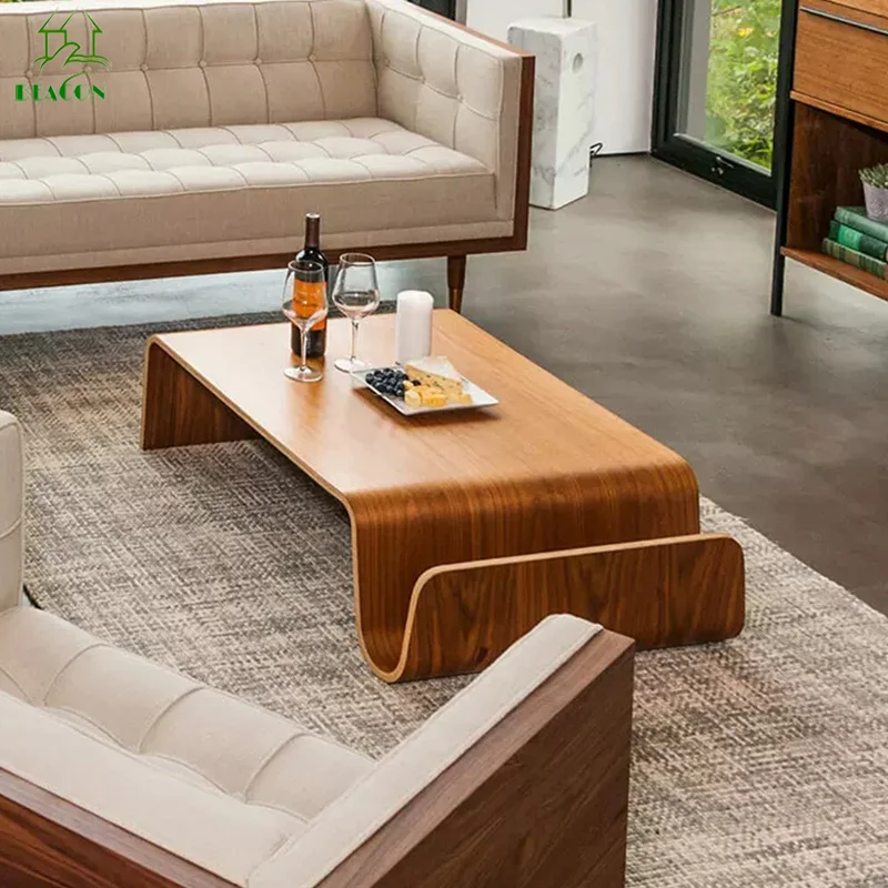 Mid Century Modern Italian Walnut Color Solid Wood Living Room Center Table Famous Designer Coffee Table