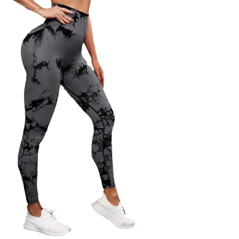 Seamless Tie-Dye Yoga Pants Long Peach Butt Fitness Sports Leggings Factory Direct Sale 