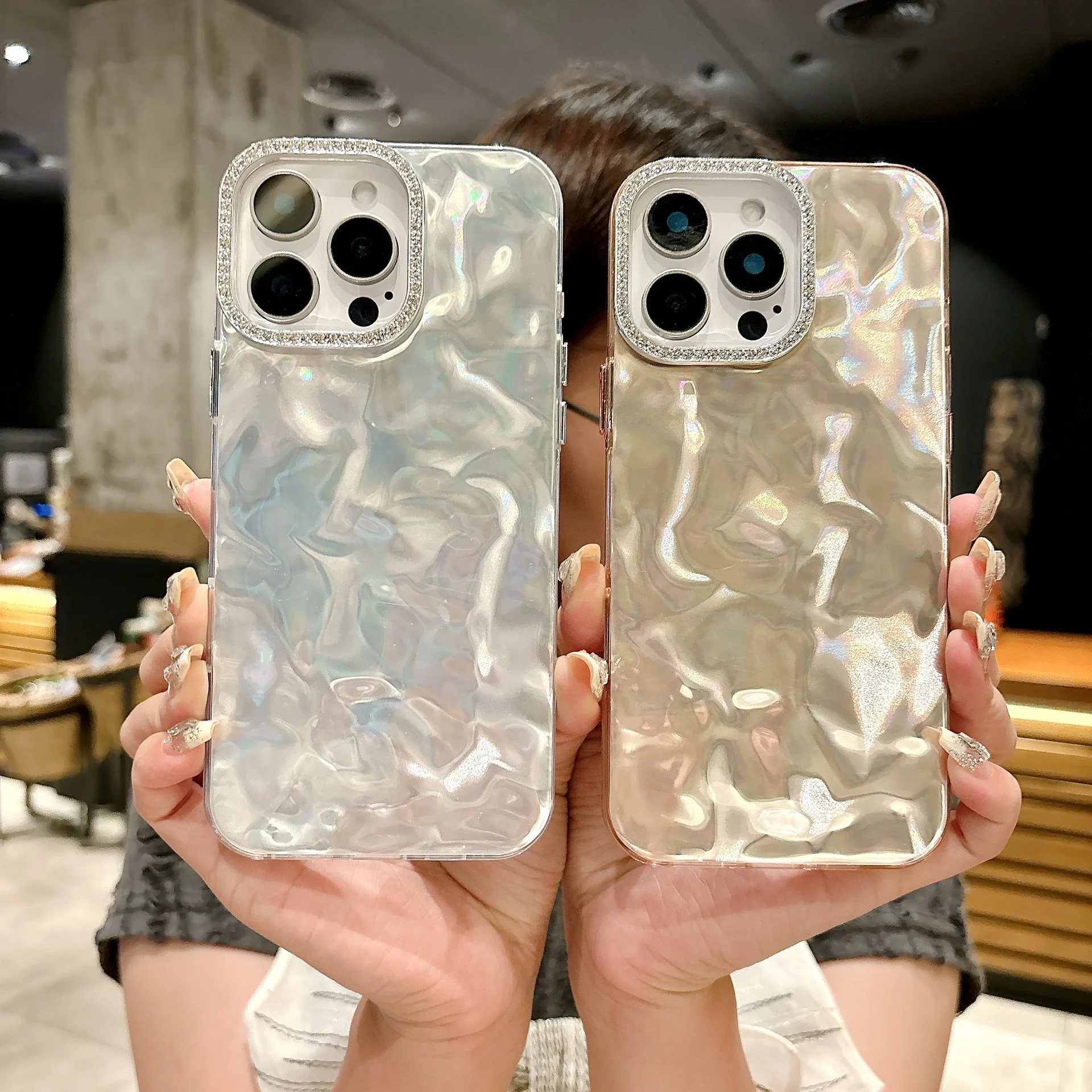 Luxury Gradient Color TPU Shockproof Water Wave Ripple Mobile Phone Case  for 15 16 Pro Max
