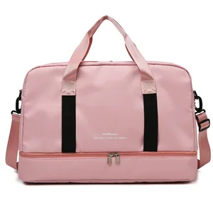 Large Capacity Dry Wet Separation Sports Bag Solid Color Fashion Fitness Travel Bag With Custom Pattern Gym Use Portable Girls