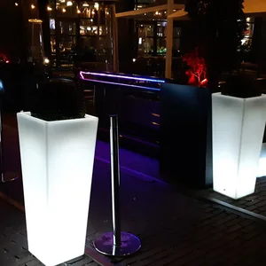 Portable Outdoor Party Activities Plastic Led Glowing Flower Pot Garden Decorative Lamp