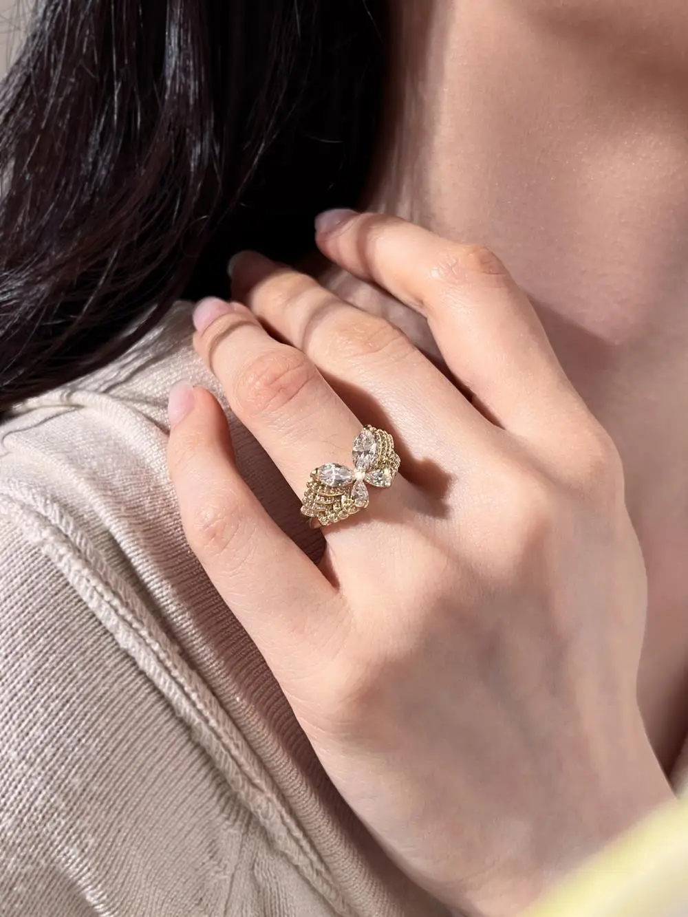 KAKODIY 925 Sterling Silver High-end Boutique Jewelry for Women Ring Wedding Engagement Promise Butterfly Ring detail 6