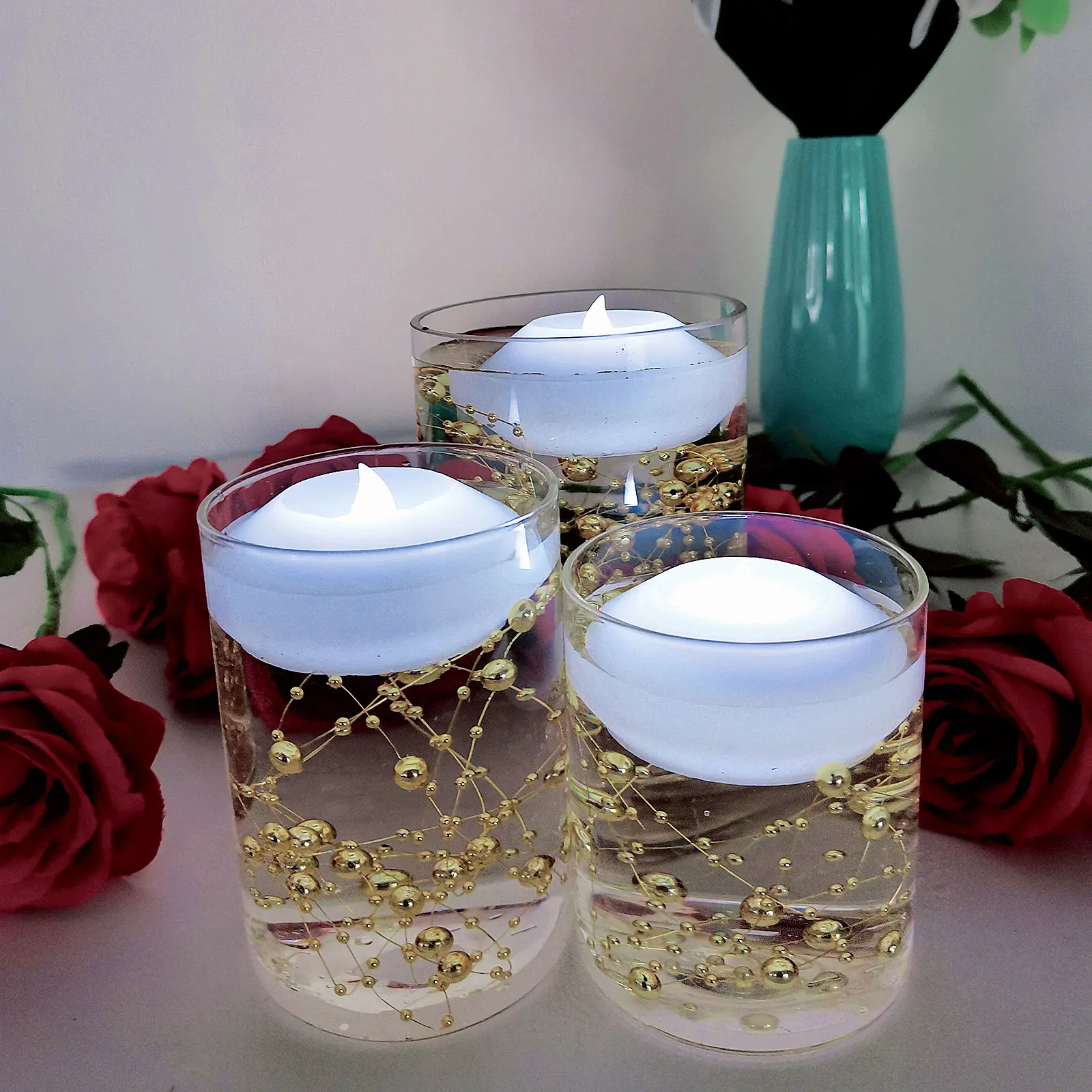 White Flickering 3 Inch Flameless Water Activated Floating Wax Led