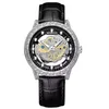 7 Silver Black Leather Strap