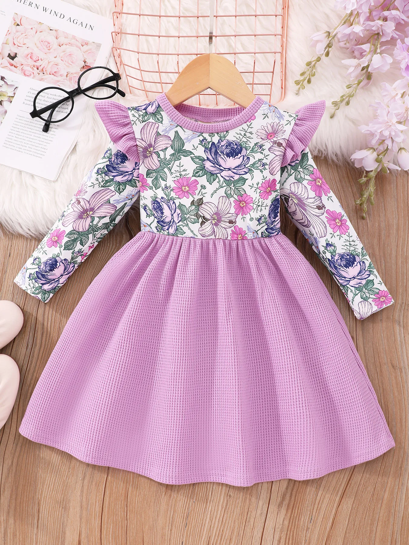 Rose Flower Dresses For Baby Girls Ruffles Long Baby Dresses Spring
