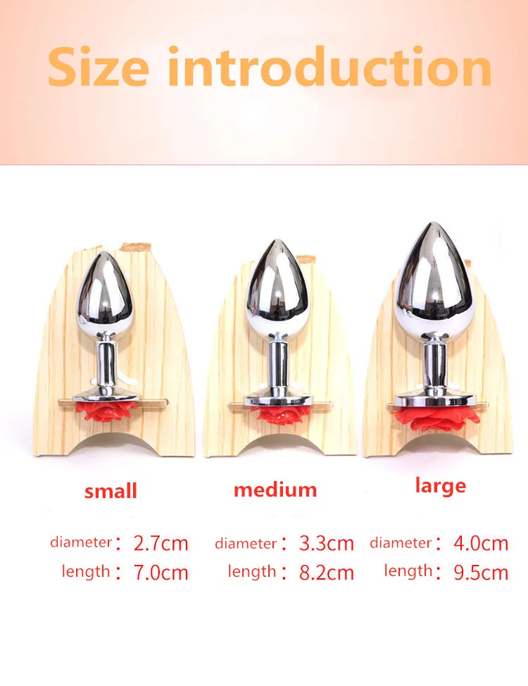 Hot-sale Metal Anal Plug Stainless Butt Plug With Rose Flower Base Sex Toys  Anal Plug