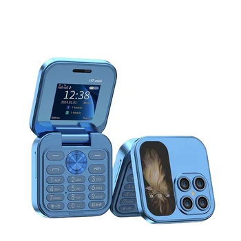 2024 New i17 Mini Flip Mobile Phone FM Radio Magic Voice Blacklist Speed Dial Vibration 2SIM Card Small Display Foldable Phone