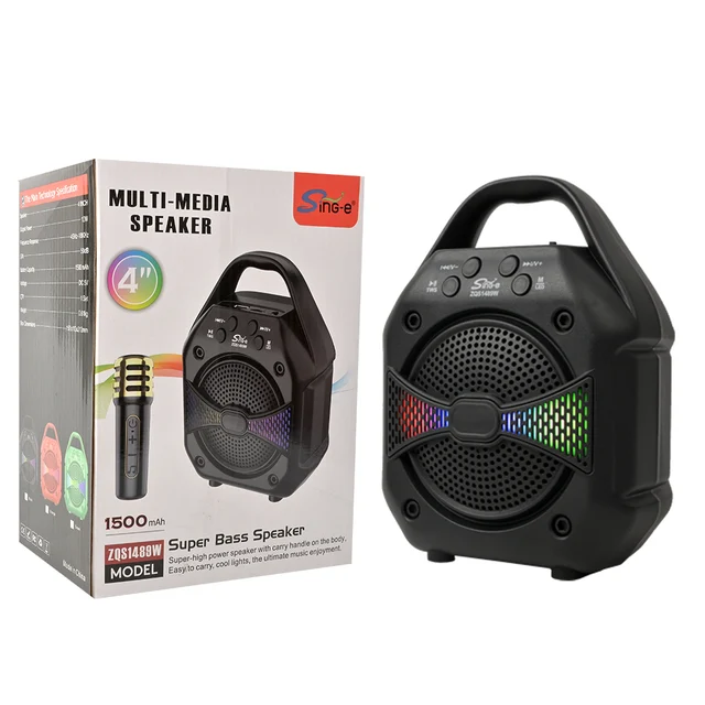SING-E ZQS1489W Mini Portable RGB LED Lighting Speaker 5W Output Power DC Power Source for Computer Mobile Phone Party Use
