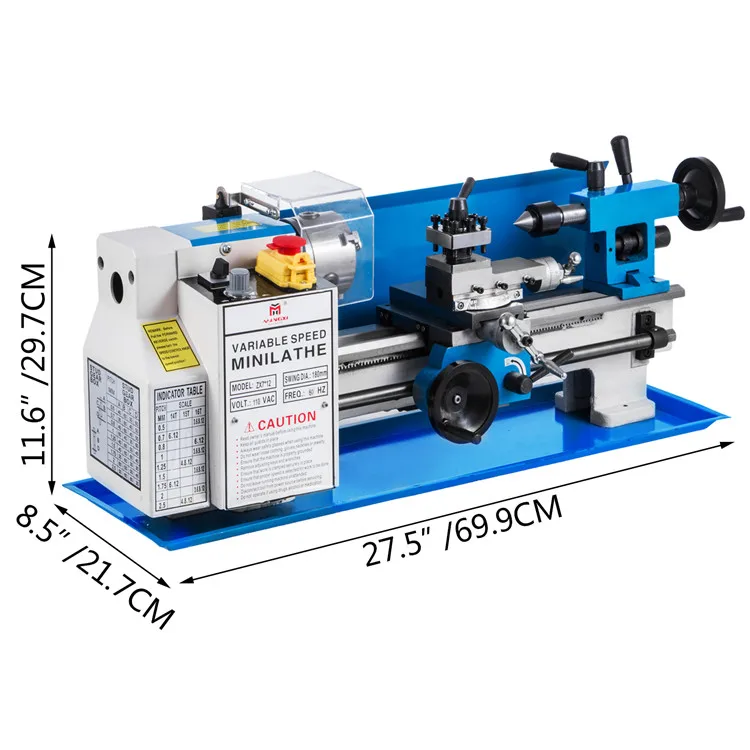 0618 Small Mini Lathe Machine Manual Bench Metal Mini Lathe with a Movable Lamp