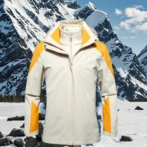 2026 Custom Winter Jacket for Men Women 3-in-1 Waterproof Outdoor Softshell with Warm Fleece Zipper Closure Patchwork Design