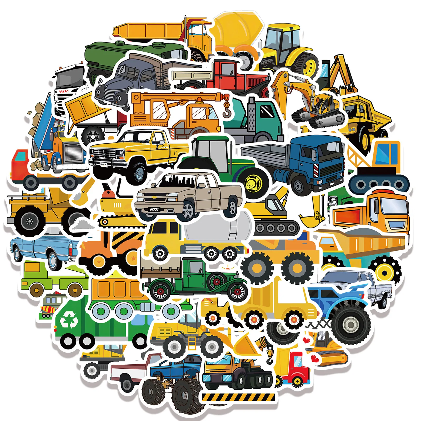 500 PCS Cartoon Truck Stickers Roll For Kids - Construction Vehicle Decals, Dump Trucks, Excavators, Cranes - View #3