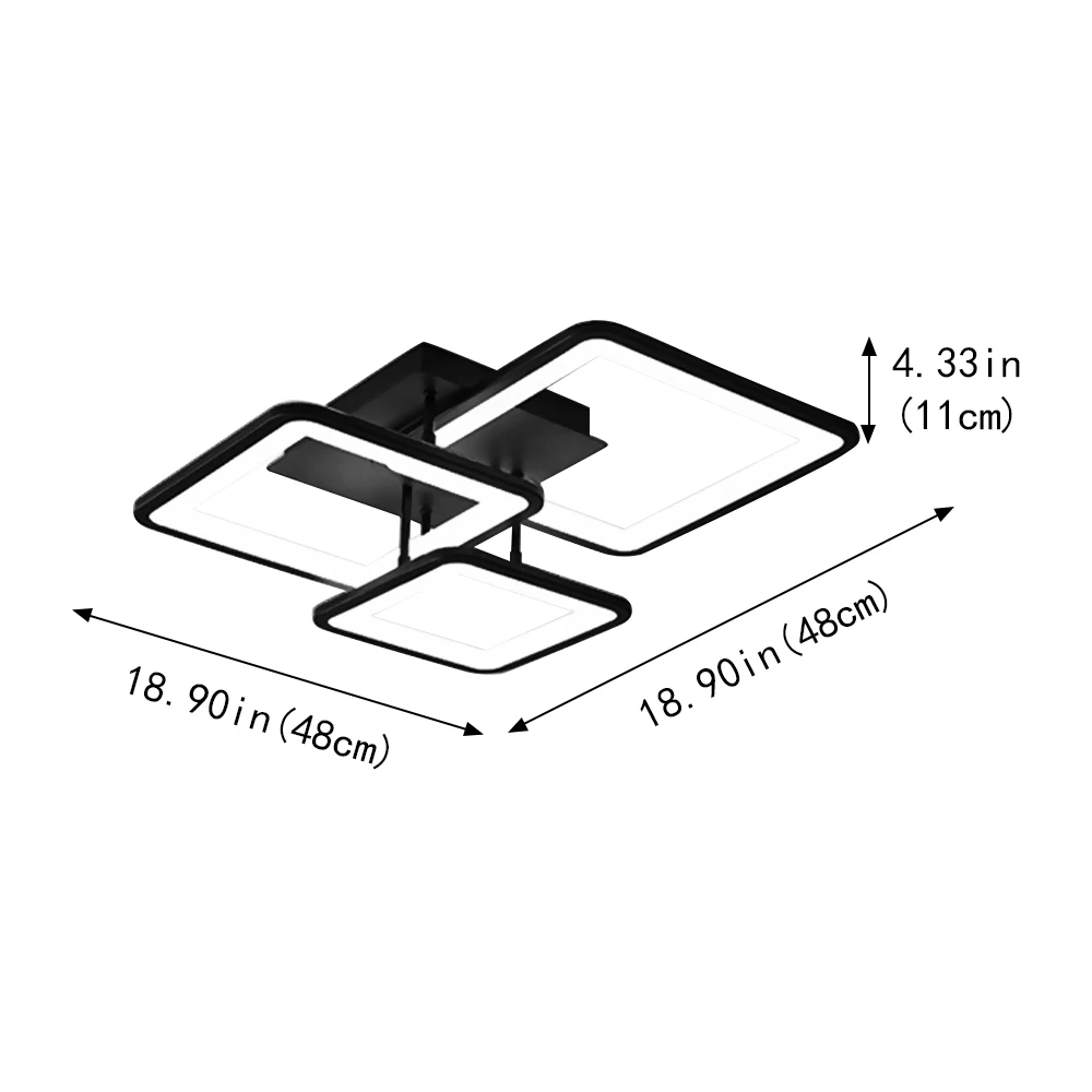 モダンな正方形LEDアクリル天井照明器具、寝室・アパート用、3灯式