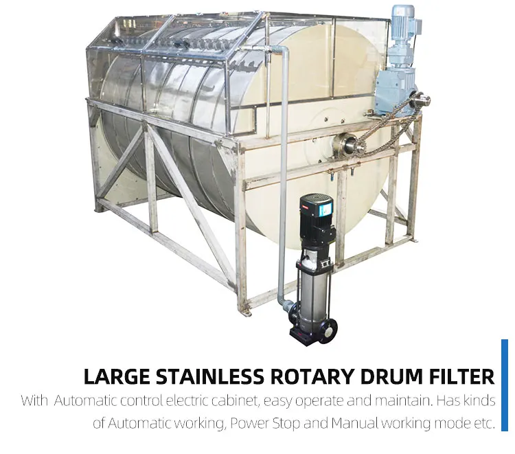 Stainless Steel Aquaculture Drum Filter for Fish Farm Koi Pond Ras aquaculture rotary drum filter