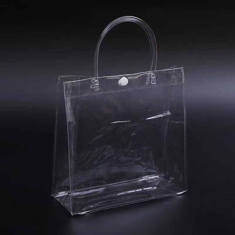 Customize Small Clear Print Package Hand Bag Biodegradable Transparent PVC EVA TPU Packaging Plastic Tote Bag