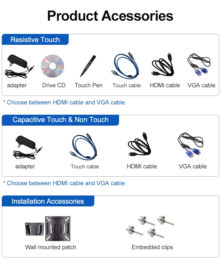 18.5 / 18 Inch VESA Wall Mounted Touch Screen Metal Embedded Touchscreen Industrial Monitor LED Display