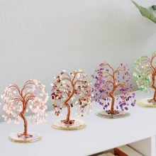 natural stone decoration willow 7 chakra crystals stone chips Amethyst rose quartz Feng Shui crystal tree of Life