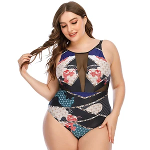 High Quality Plus Size Mesh One Piece Swimsuit for Women with Big Breast Xxxxxl Comfortable Ladies Swimwear
