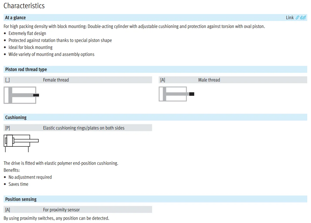 product chyf dzf series double acting flat cylinder with  adjustable cushioning  dzf 12 10 p a dzf 12 25 p a-6