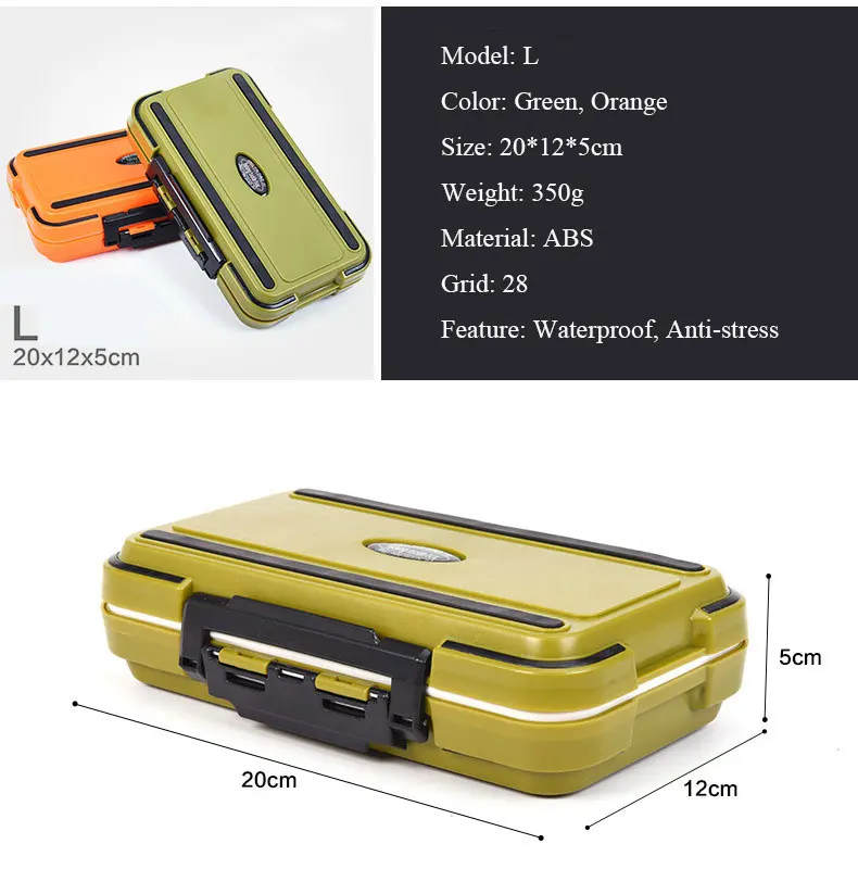 Fishing Tackle Box ABS Plastic Storage Case 20*12*5cm 350g 28 Grids  Removable Dividers Lure Hook Compartment Boxes