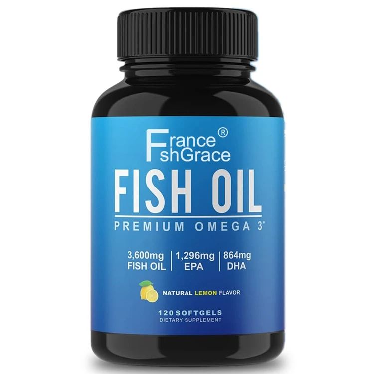 Huile de Poisson Oméga-3 Concentrée par Gélule Sans Gluten Riche en EPA DHA pour le Cœur le Cerveau et les Articulations