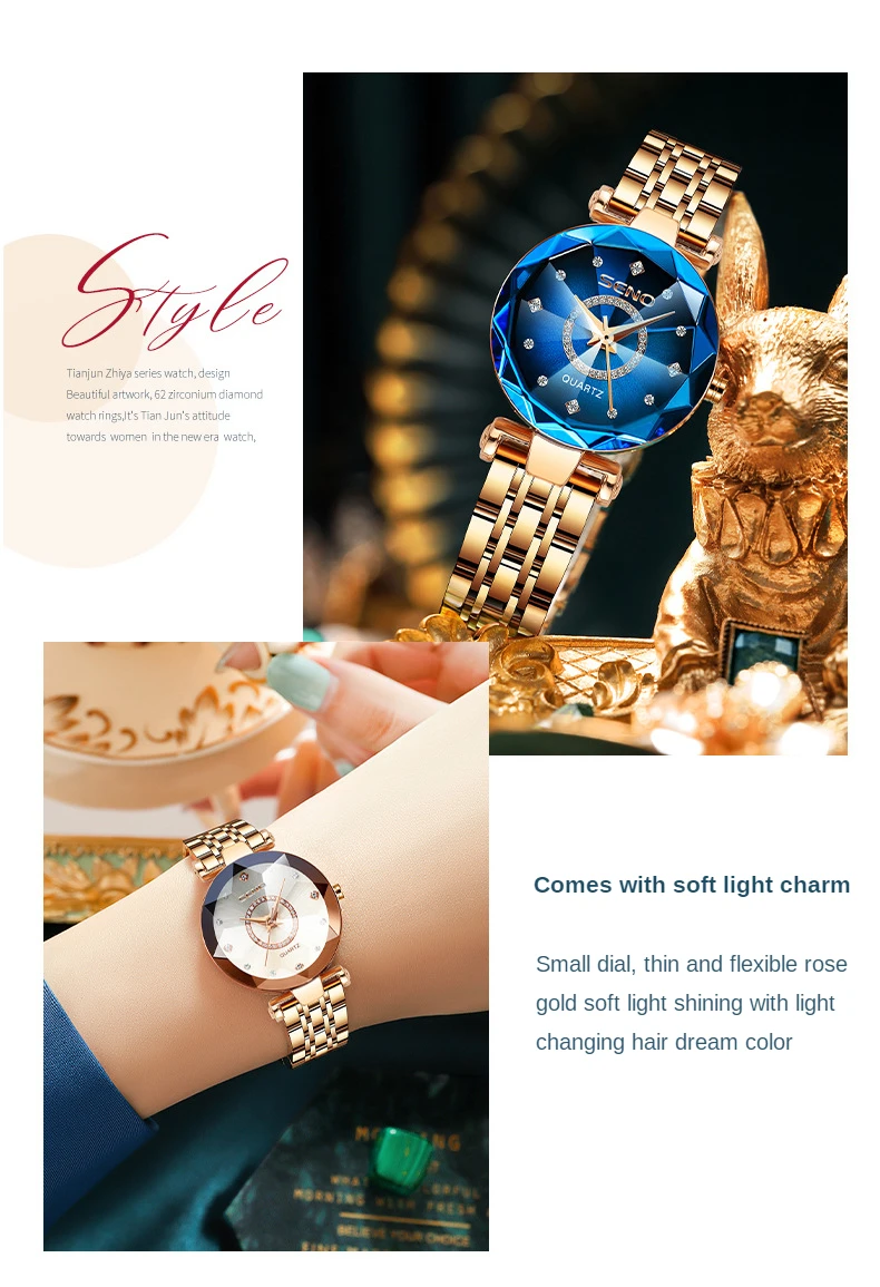 SENO S042 2019L Design speciale orologio al quarzo cinturino in acciaio inossidabile Display analogico donna affari orologi a mano per le donne