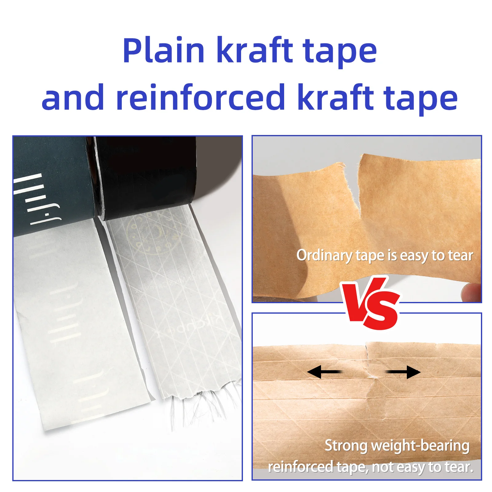 Custom Colored Eco Friendly Degradable  Gummed 3 Inch Printed Parcel Package Kraft Paper Adhesive Tape with Logo