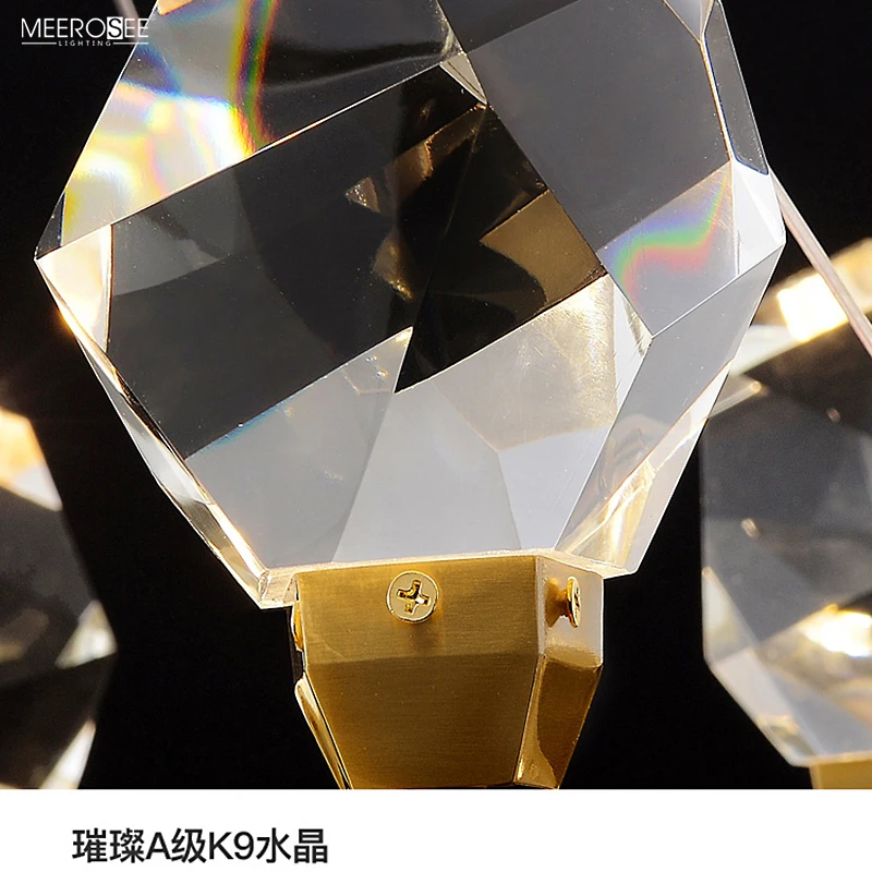 Meerosee Big Brilliant Bubble K9 Crystal Light Gold Copper Lamps Modern Chandelier Pendent Lighting For Hotel Villa MD86855