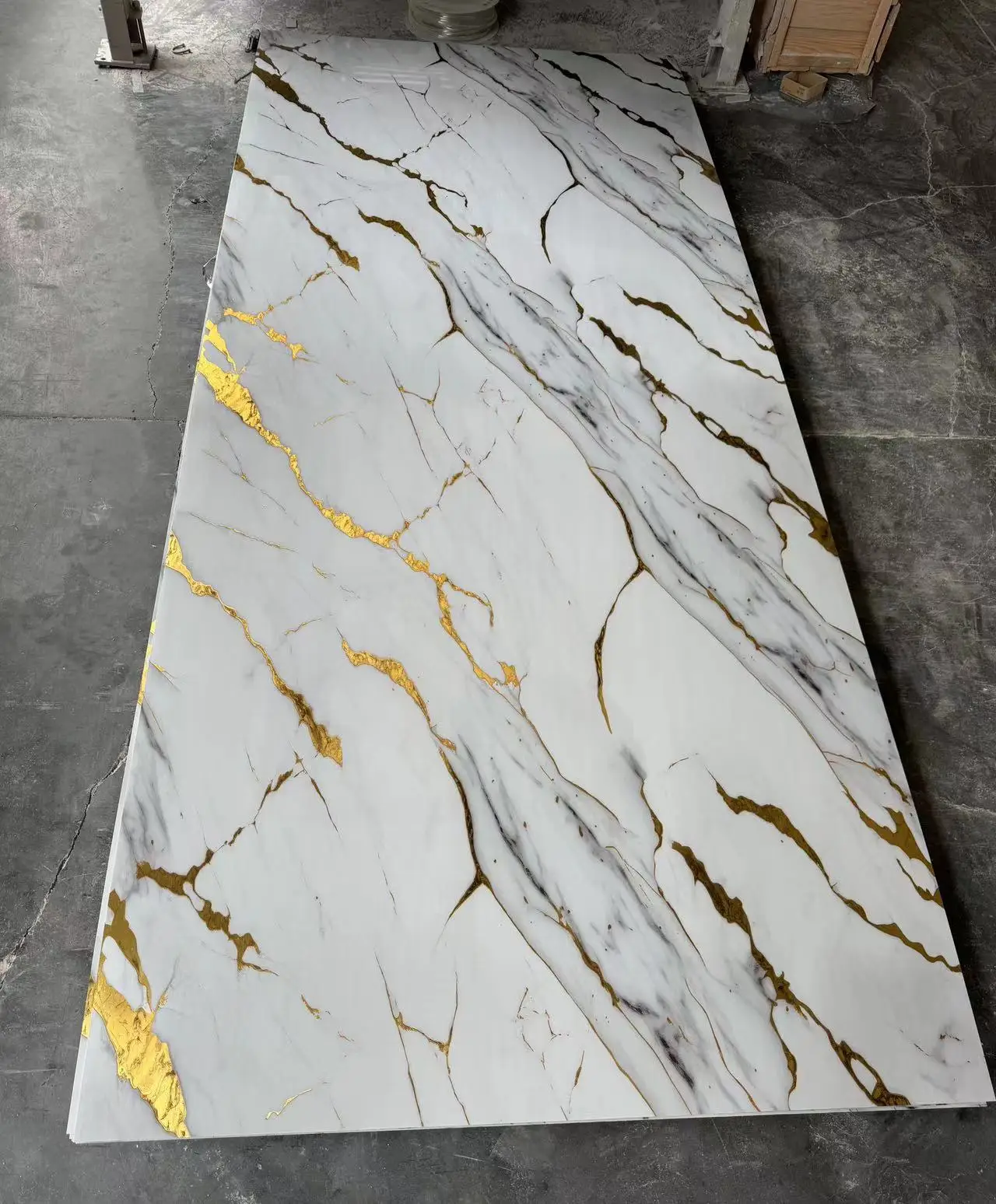 Waterproof PVC Decorative Sheet Heat Insulation UV Marble Wall Panel for Living Room for Household Use