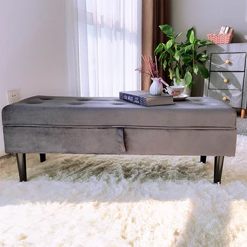 Customized Factory Wholesale Ottoman Bench Bedroom Design Velvet Storage Bench Ottoman Upholstered Bed End Stool Piano Stool