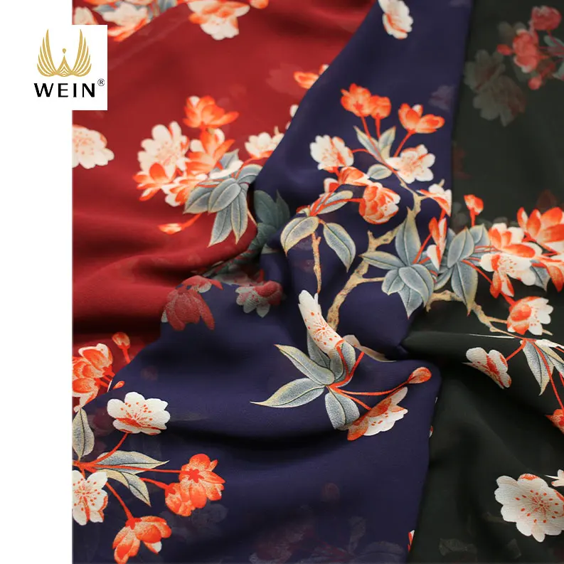 WI-A14 High Fashion Elegant Floral Printed Pattern 100% Poly Georgette  Chiffon Dress Material Fabric in Stock for Clothing| Alibaba.com