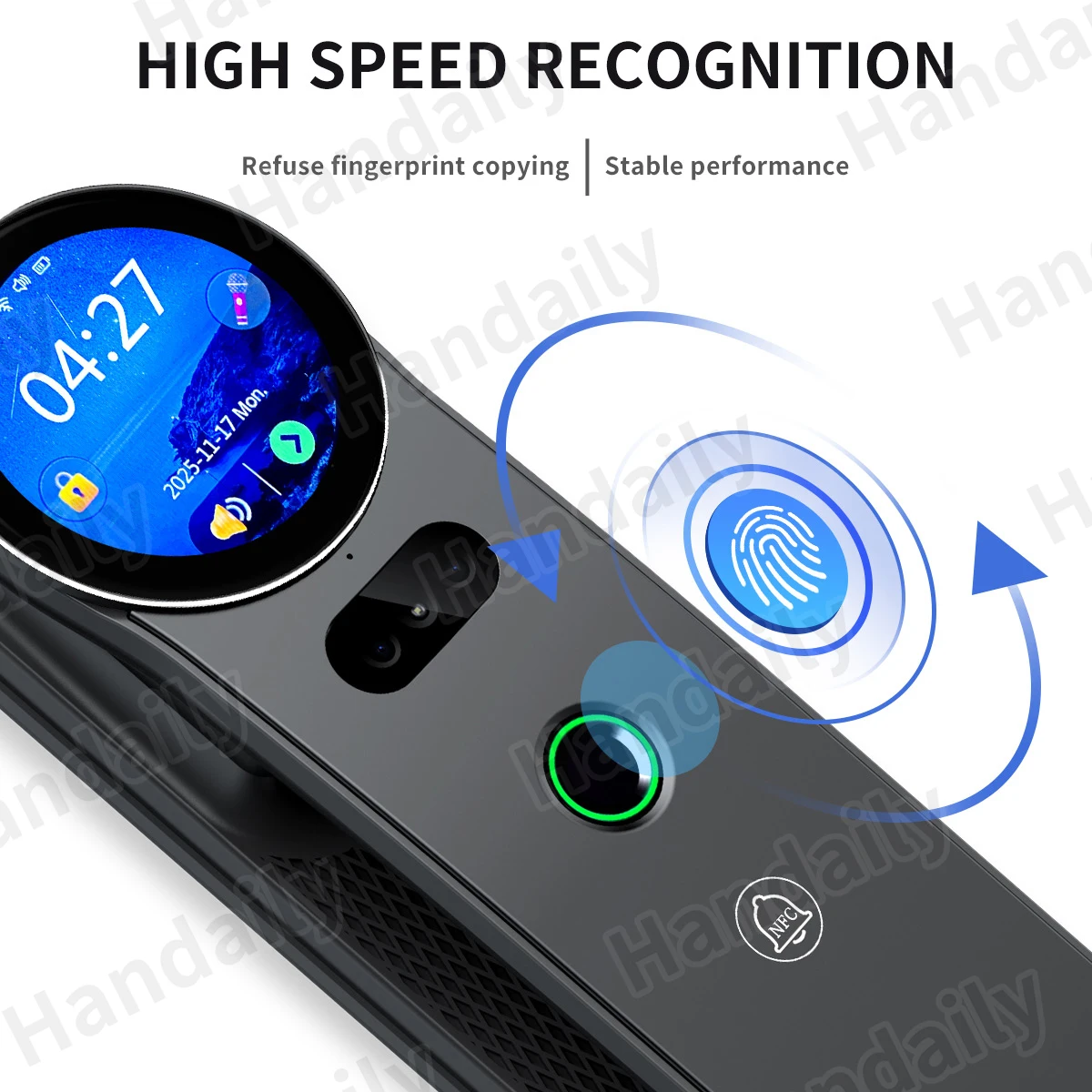 HanDaily 2025 Neu Handvenen-KI-Smartlock für Haustür Gesichtserkennung Fingerabdruck Video-Türsprechanlage Digitalschloss mit Kamera A20