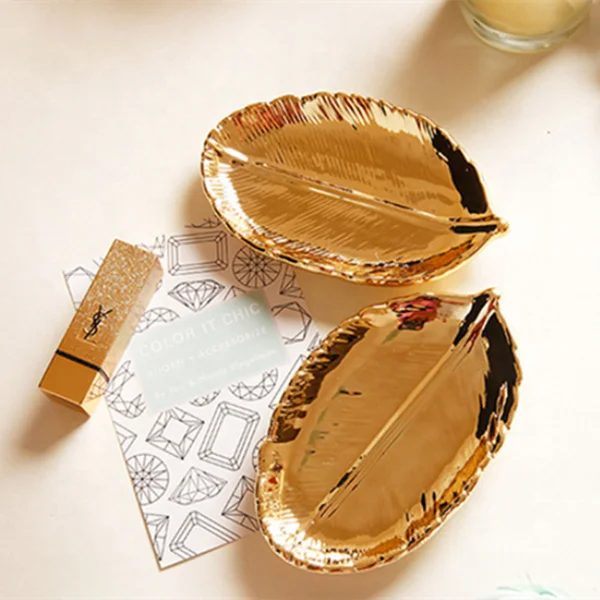 Современный роскошный женский лоток для хранения ключей керамические лотки ювелирных изделий с гальваническим золотым