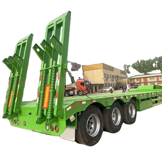 Factory Wholesale Truck Second Hand 14 Meters 80 Ton Transporte de Automobiles Low Bed Trailer For Sale