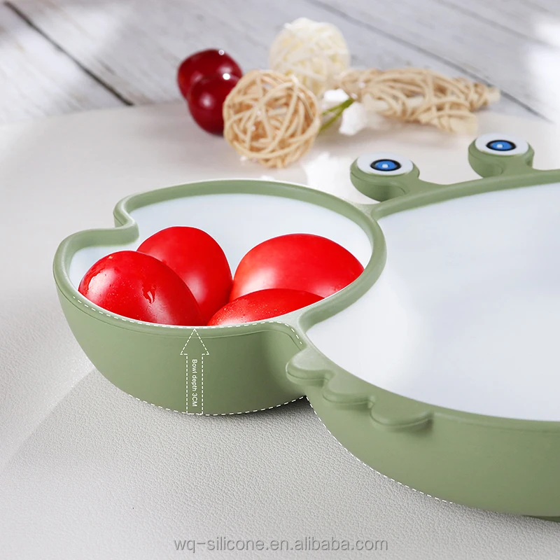 BPA Free Feeding Tool Dining Silicone Cute Baby Crab Plate for Kids with Davided Baby Suction Plate manufacture